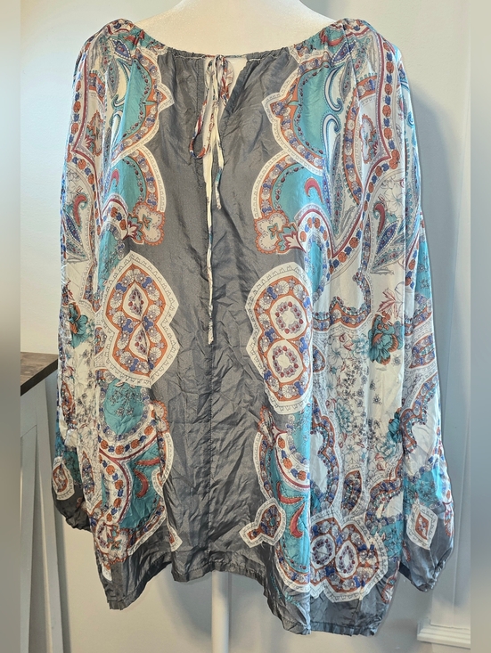 Johnny Was Tops - Johnny Was 100% Silk Oversized Bohemian-Style Blouse Women's Sz XL